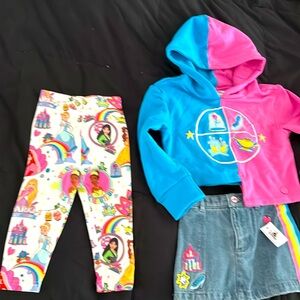 NWT Disney 3 pieces hoodie , skirt & legging set